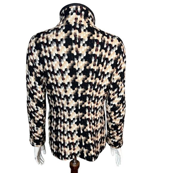 Liliu Jacket blazer Size 6 tweed plaid houndstooth high neck retro old money - Picture 8 of 16